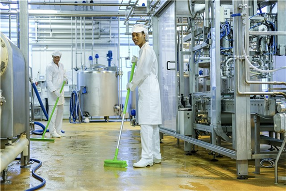 Perie curatare pereti si podele, 305 mm, peri duri, Vikan, roz