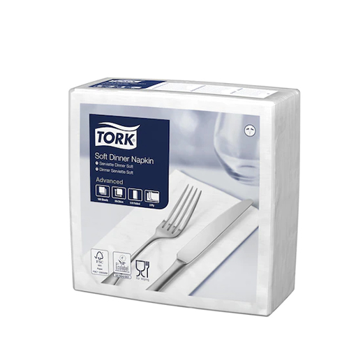 Servetele de masa Dinner 3 straturi 39 x 39 cm 100 buc. Tork, alb