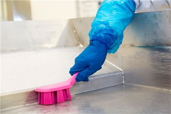 Perie UST cu maner scurt si peri duri 260 mm. Vikan, roz