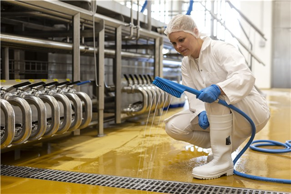 Perie de mana cu distributie de apa 330 mm, peri duri, Vikan, albastru