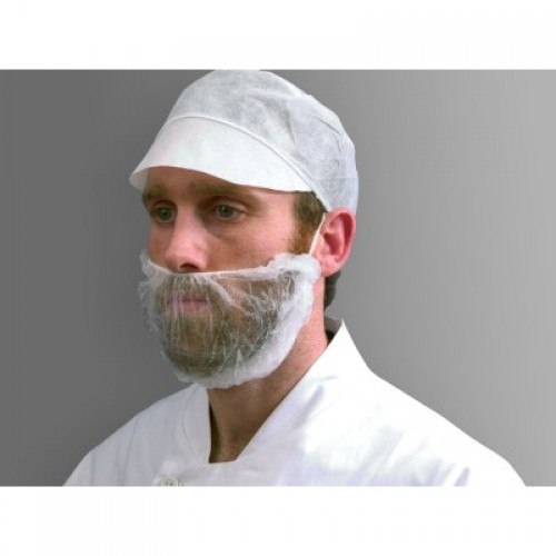 Protectie barba cu banda elastica, alba - Polyco