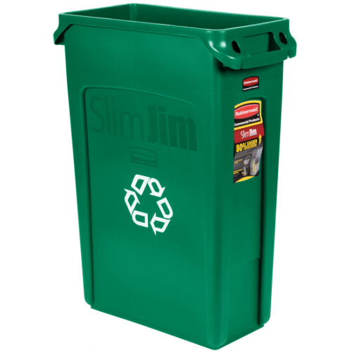 Container Slim Jim cu canale de ventilare 87 L reciclare deseuri, verde - Rubbermaid