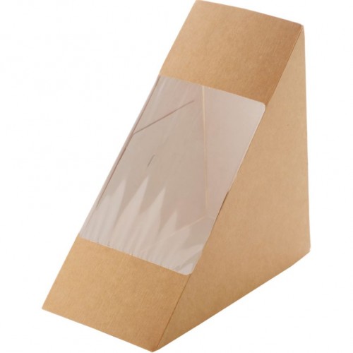 Triunghi de carton kraft cu fereastra pentru sandwich 17 x 12 cm - Abena