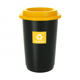 Cos de gunoi pentru colectare selectiva EcoBin 50 L, galben - Plafor