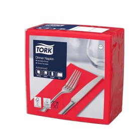 Servetele de masa Dinner impaturite 1/8 - 39 x 39 cm, rosu - Tork