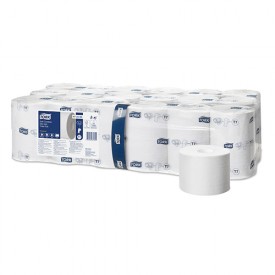 Hartie igienica rola medie compacta, alba , 2 straturi - Tork Soft Coreless