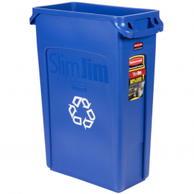Container Slim Jim cu canale de ventilare 87 L reciclare deseuri, albastru - Rubbermaid