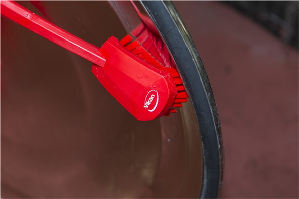 Perie cu maner lung,peri duri, 415 mm, roz