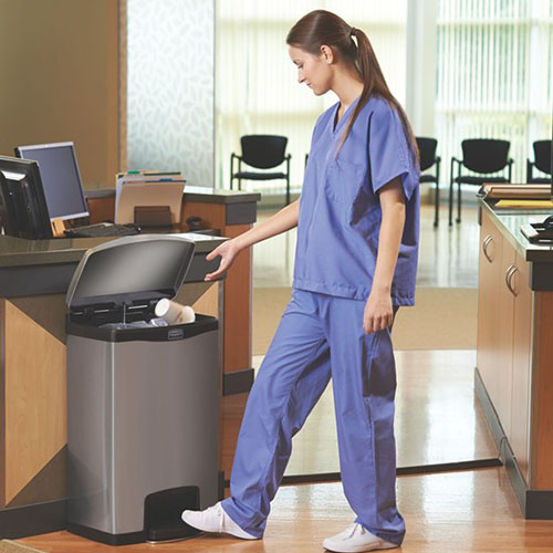 Container Slim Jim Step-On/Front Step 50 L (2x25 L), inox/negru - Rubbermaid