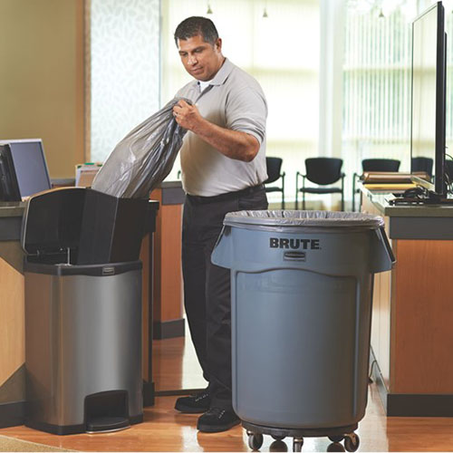 Container Slim Jim Step-On/Front Step 50 L (2x25 L), inox/negru - Rubbermaid