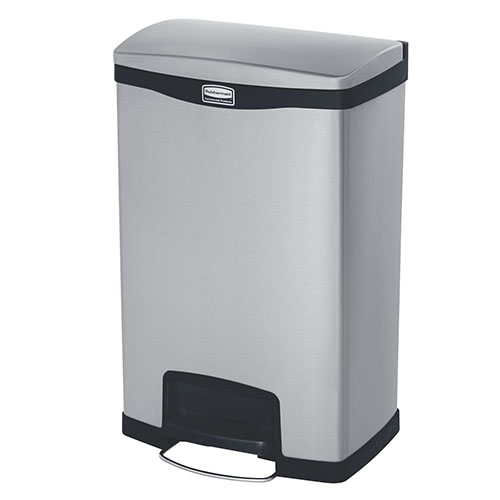 Container Slim Jim Step-On/Front Step 50 L (2x25 L), inox/negru - Rubbermaid