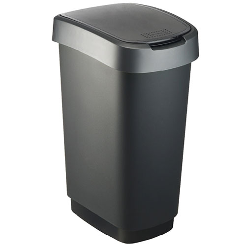 Cos gunoi cu capac batant Twist 50L, Rothopro, gri