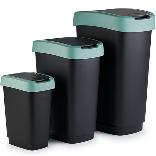 Cos gunoi cu capac batant Twist 50L, Rothopro, gri