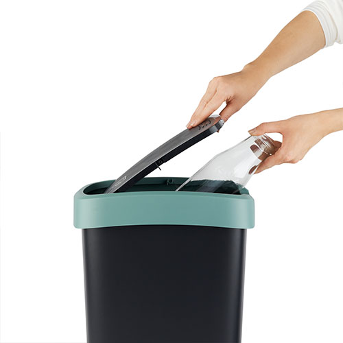 Cos gunoi cu capac batant Twist 50L, Rothopro, gri