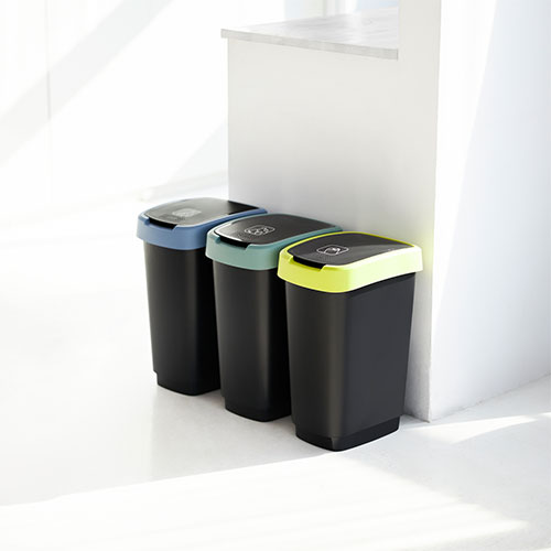 Cos gunoi cu capac batant Twist 50L, Rothopro, gri