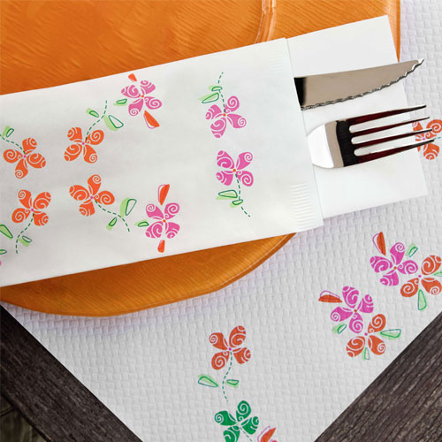 Suport tacamuri cu servetel, 38 x 38 cm, Happy Flowers - Fato